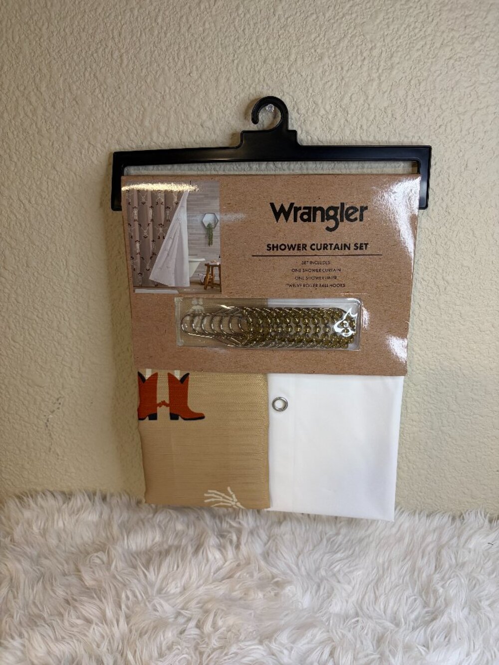 Wrangler Skeleton Cowboy Halloween Shower Curtain Set 72x72 NWT